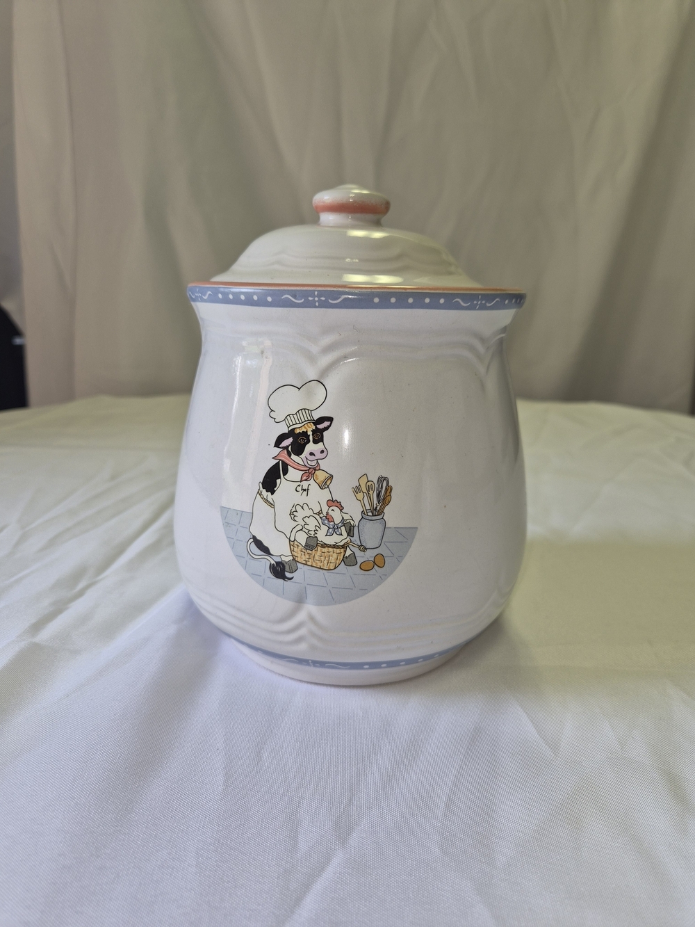 Vintage Ceramic Cow Chef Canister - Medium Size